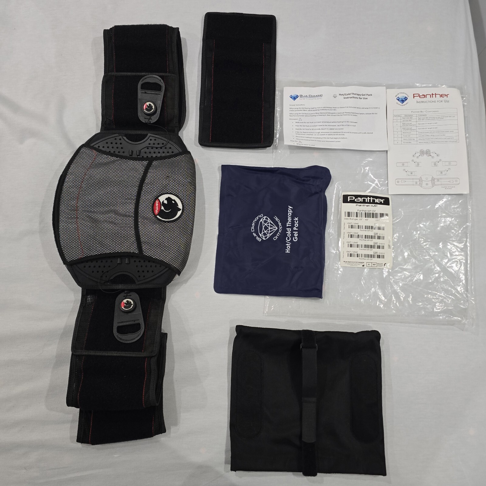 Back Brace Spinal + Gel pack Panther MP627 By Blue Diamond Ortho Post Surgery
