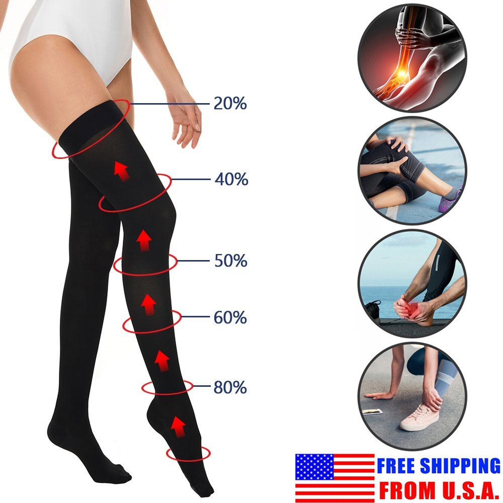 Full Leg Brace Thigh High Compression Socks Support Stockings fit Men Women S-XL