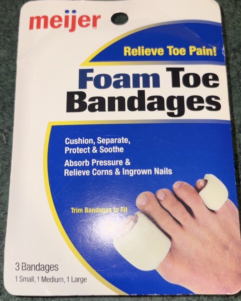 Meijer -Foam Toe Bandages, Package of 3 Small, Medium & Large