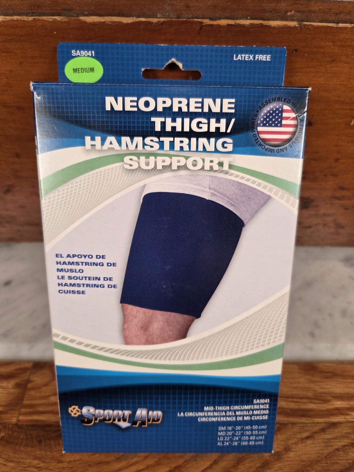 Sport Aid Neoprene Thigh/Hamstring Support Size: Medium(20″-22″ Mid-Thigh Circ.)