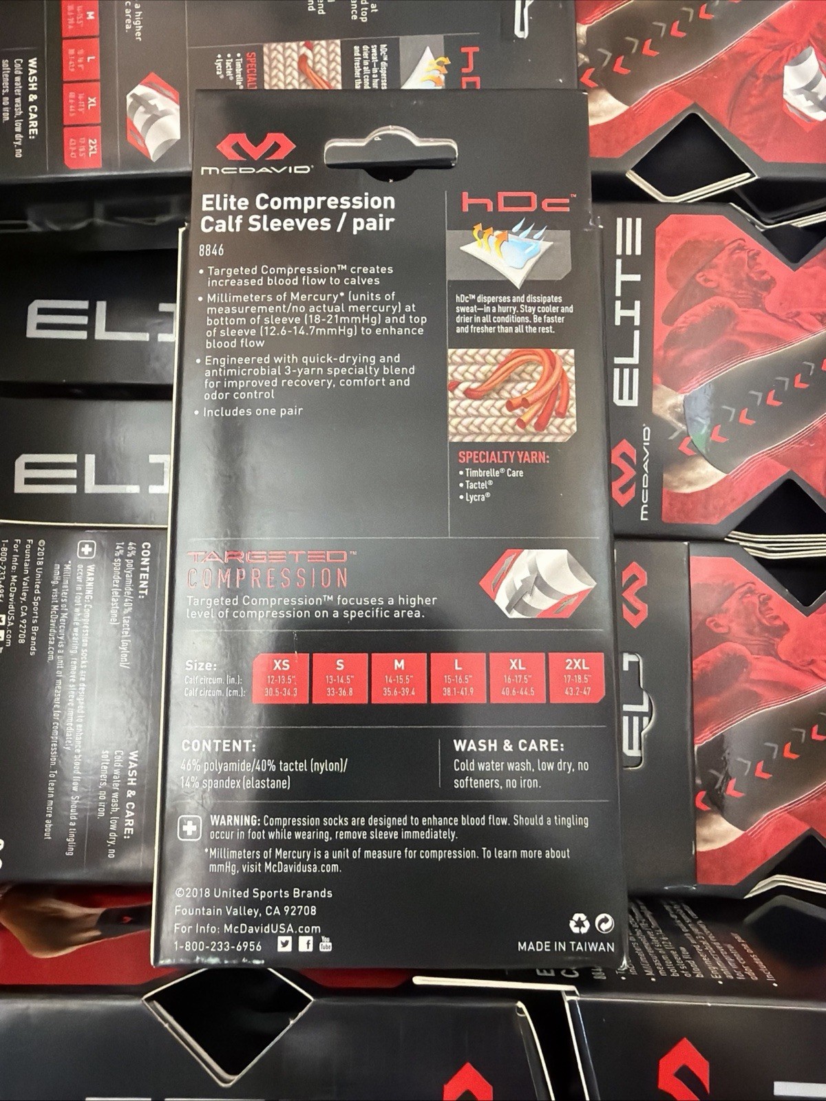 Bogo McDavid Elite Compression Calf Sleeve #8846 Black/Blue Large Pair NEW