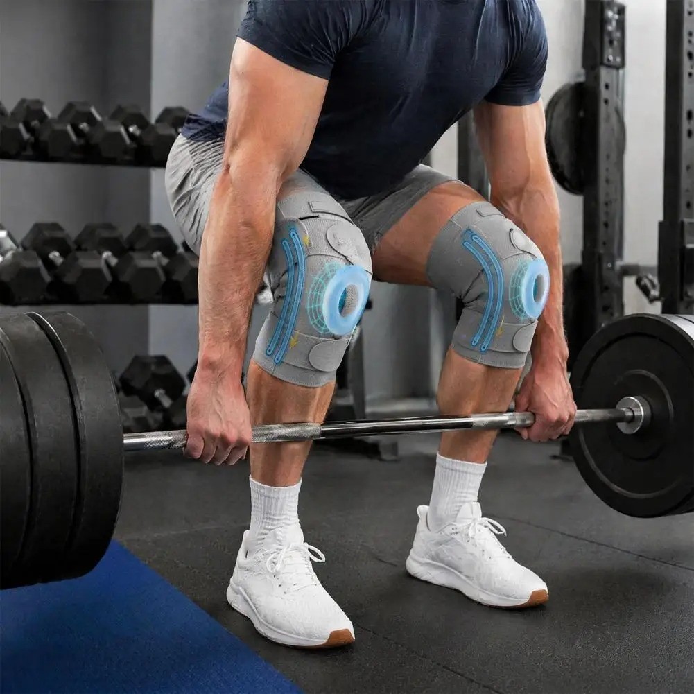 Adjustable Knee Brace with Stabilizers and Gel Pad for Pain Relief