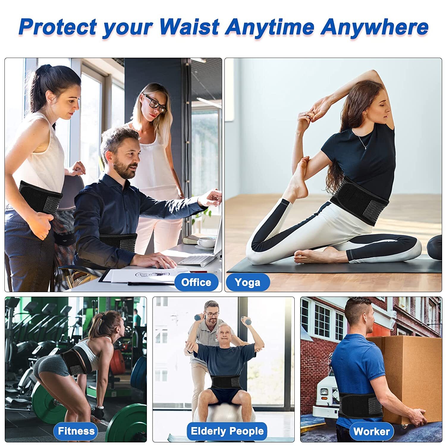 Men/Women Back Support Lower Back Brace Pain Relief Lumbar Support Belt Sciatica