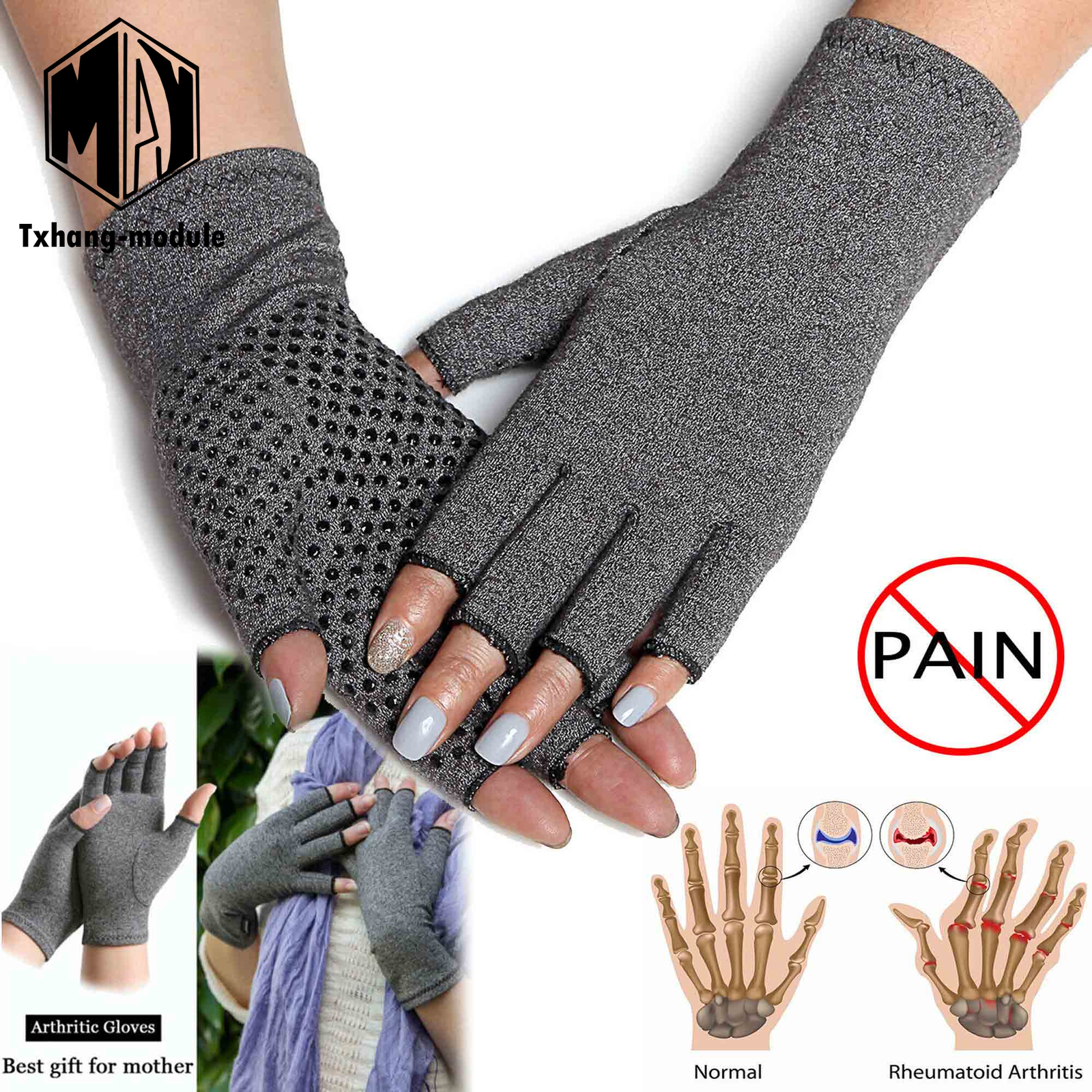 Copper Arthritis Gloves Compression Joint Rheumatoid Osteoarthritis Relief A2TM