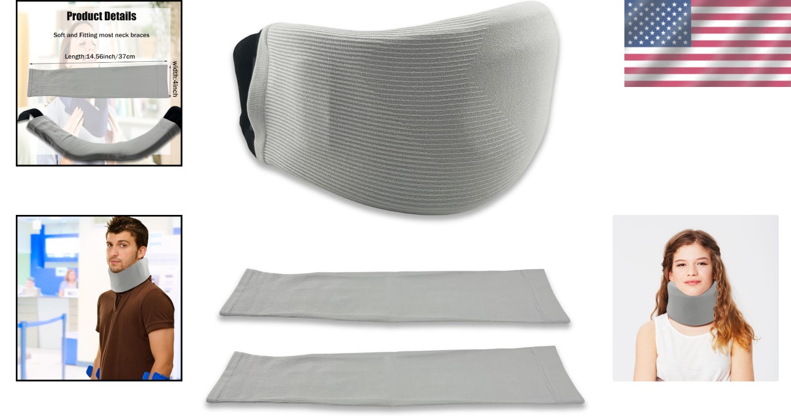Effortless Comfort – 2PCS Gray Neck Brace Cover for Sleeping & Working