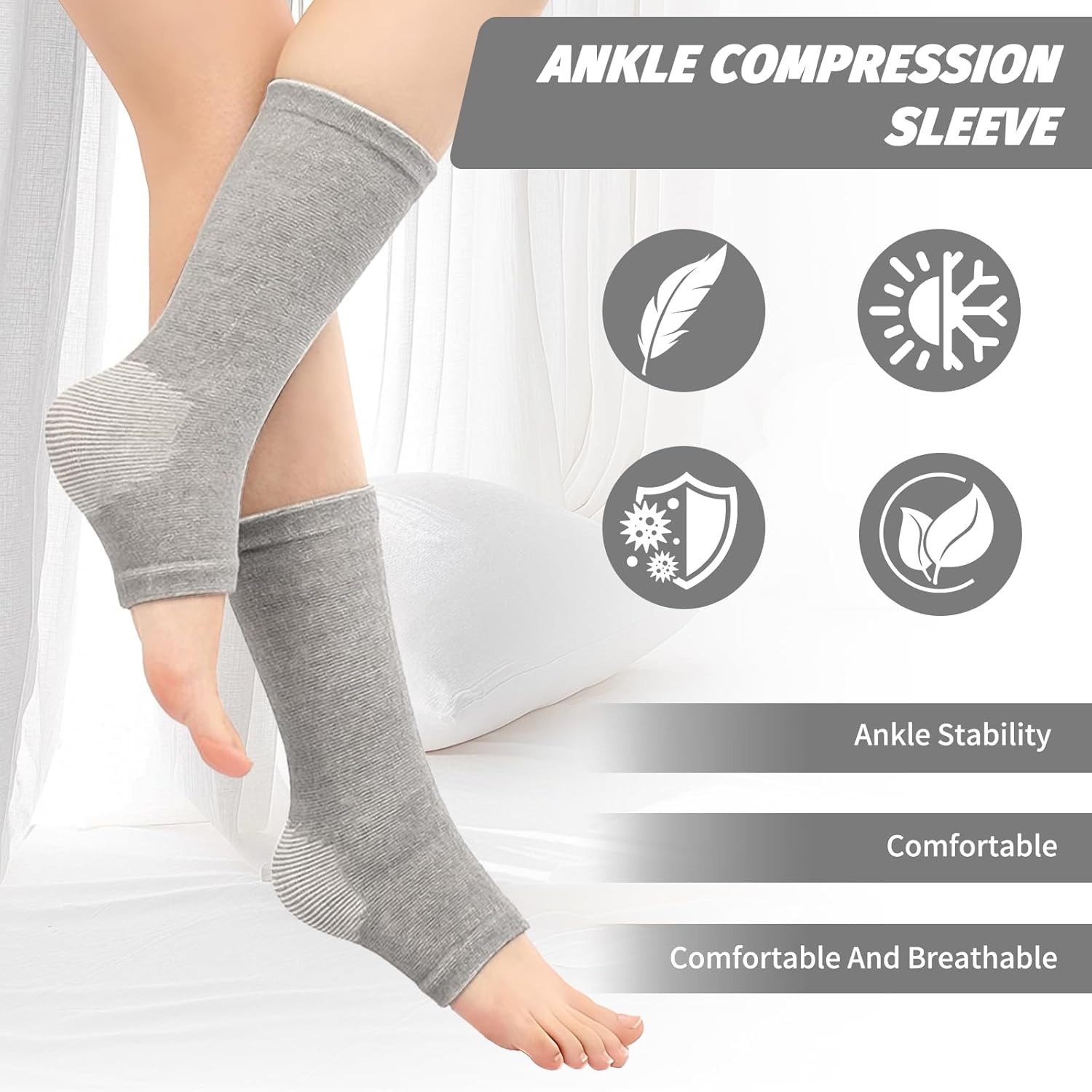 Ankle Compression Sleeve Foot Support Brace Plantar Fasciitis Sock M-L