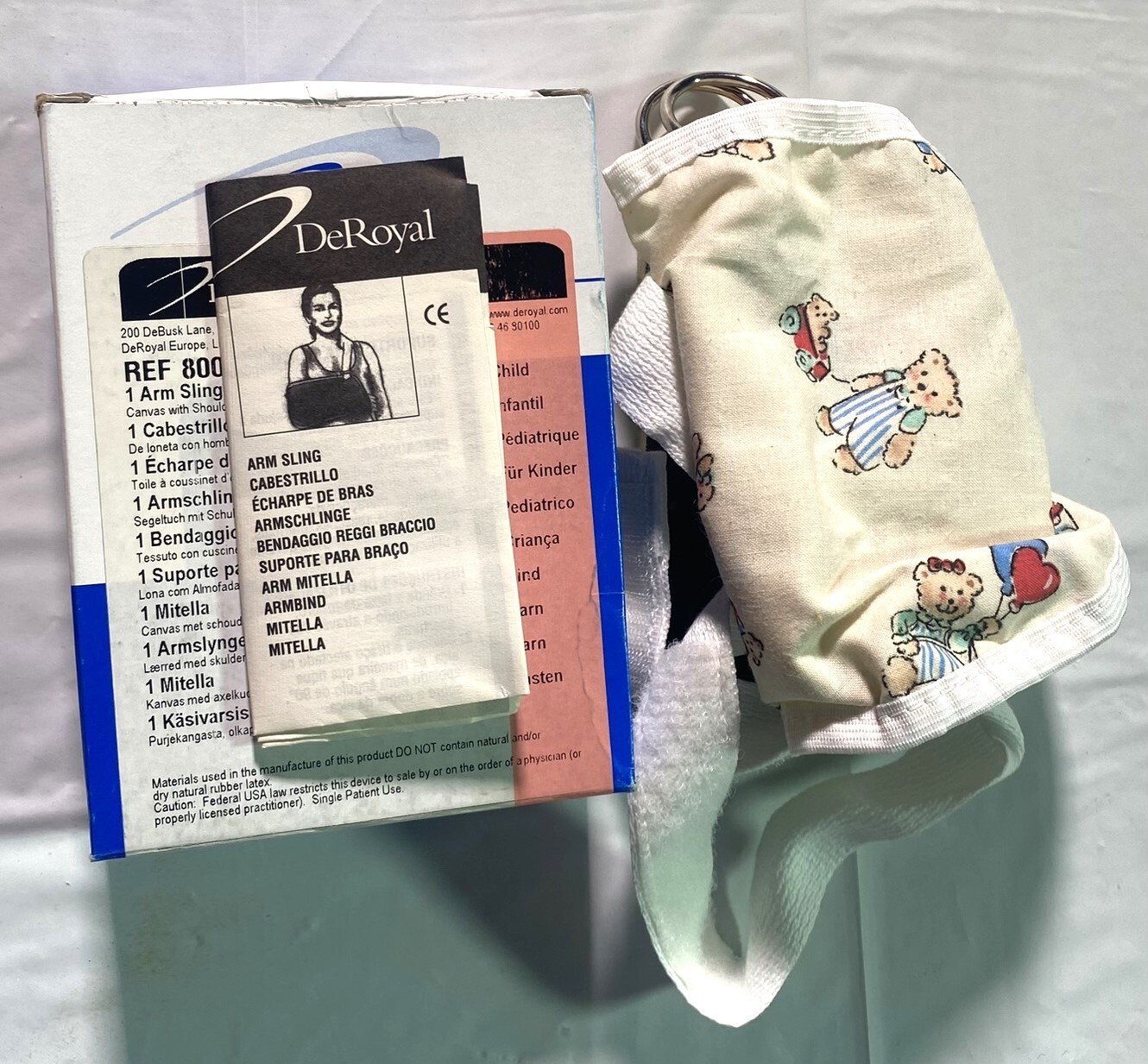Deroyal Arm Sling – Canvas w/Shoulder Pad – SIZE CHILD – Cute Bear Cartoon Print