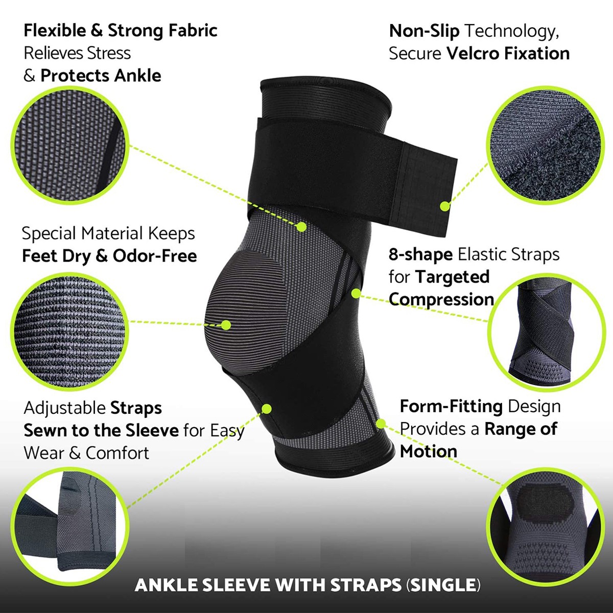 Ankle Support Brace Compression Sleeve Socks Elastic Foot Fasciitis Pain Relief