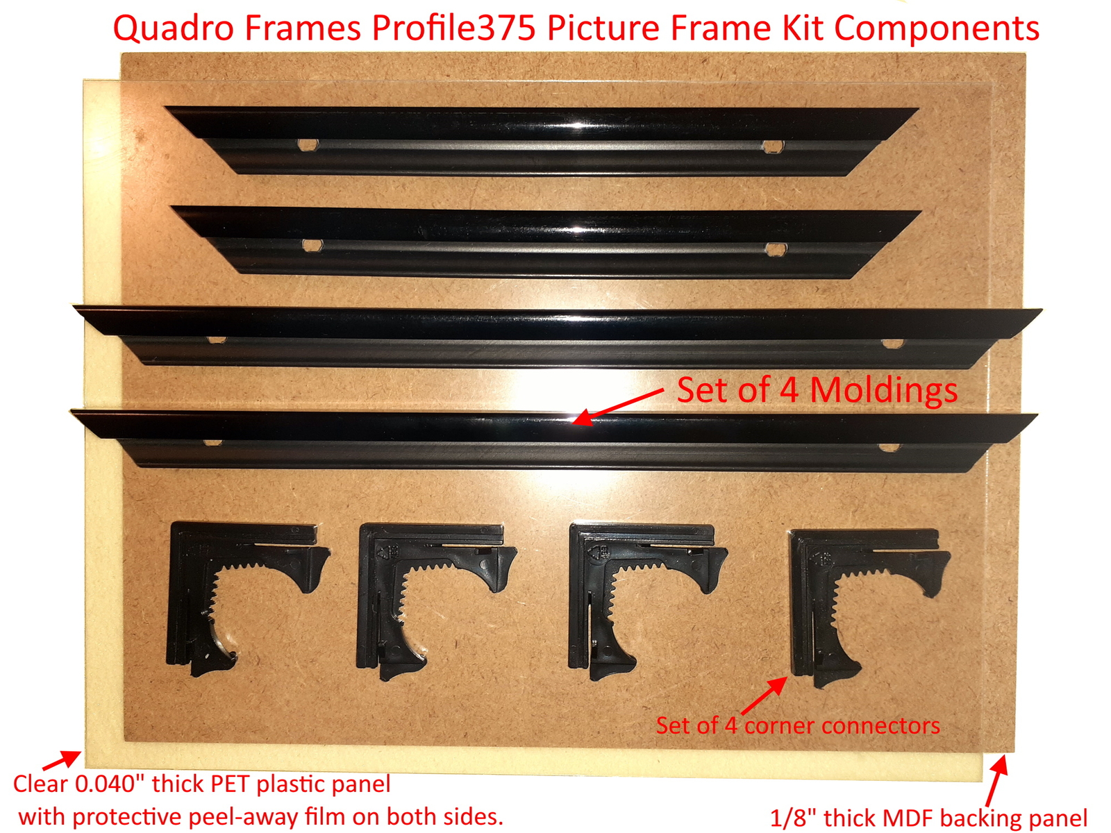 Quadro Frames 11×29 inch Picture Frame KIT, Style P375-3/8 inch Wide Molding