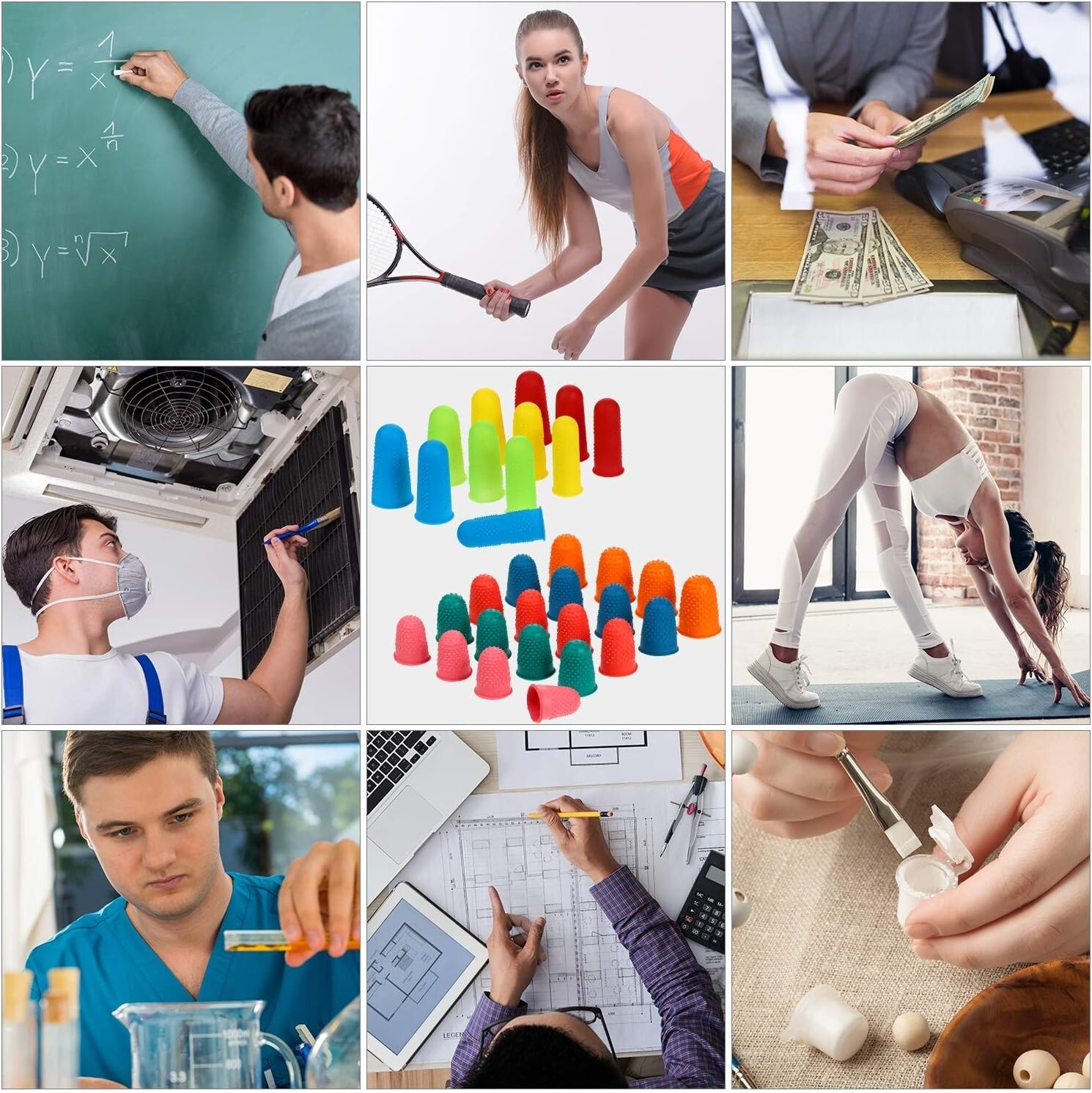 Colorful Finger Tip Covers Assorted Sizes for Crafting and Office Tasks