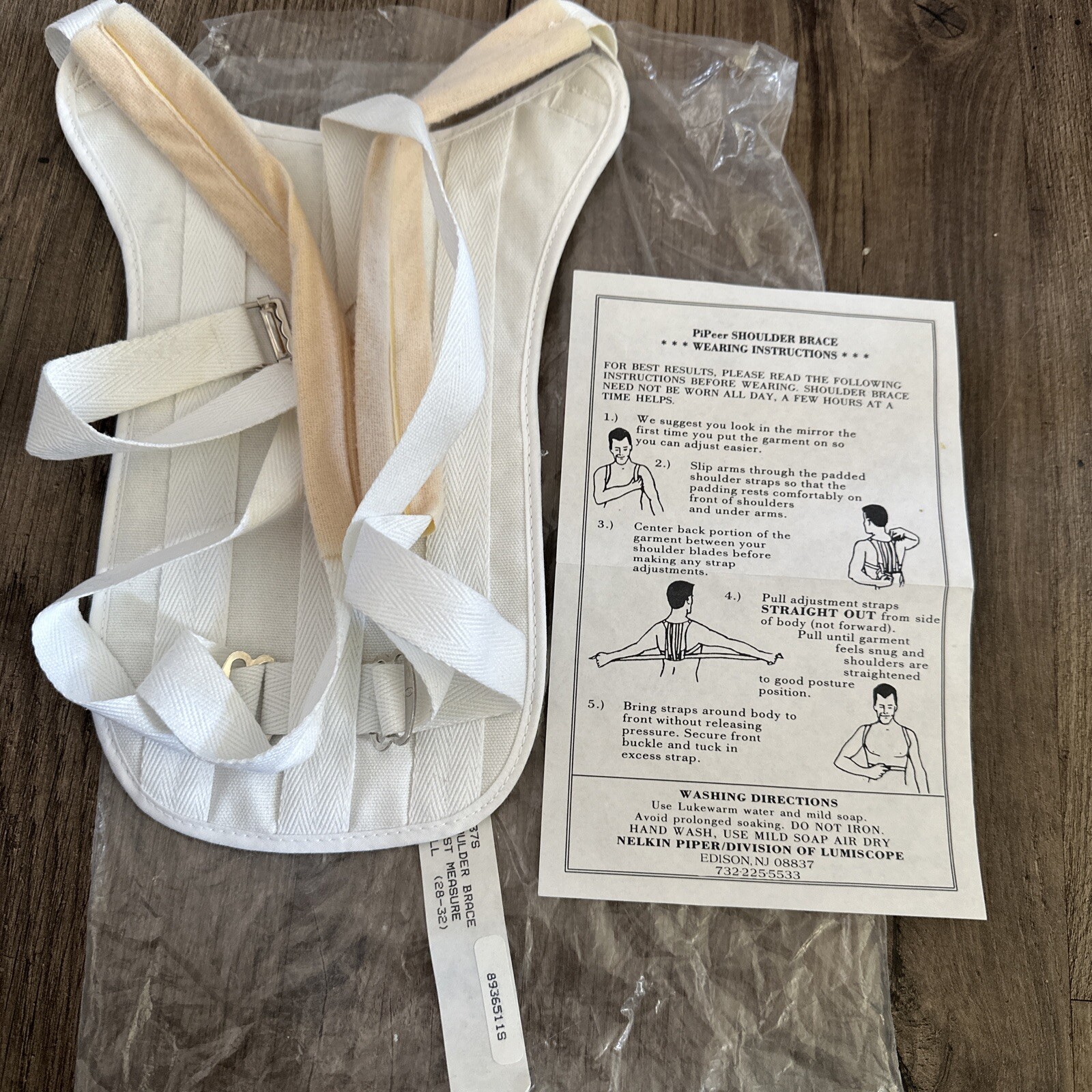 PIPEER Orthoproducts Shoulder Brace Chest Measure Small 28-32