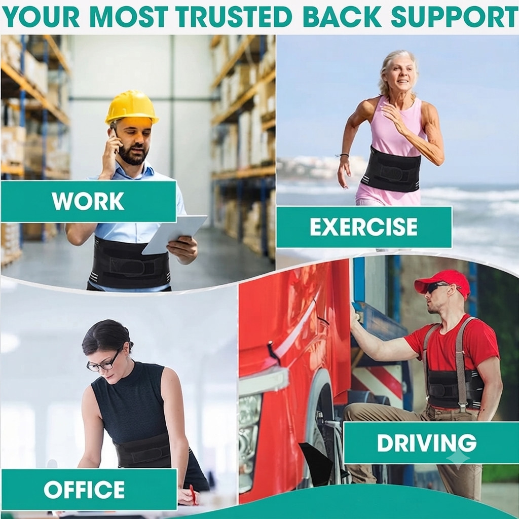 Adjustable Lumbar Support Back Brace Waist Belt for Back Pain Relief Men Women