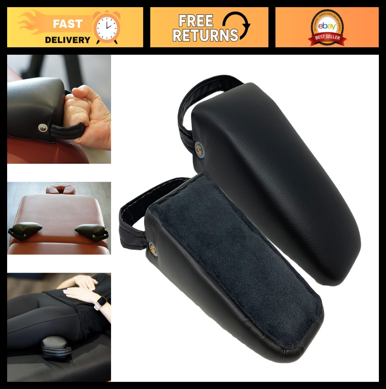 Non-Slip Pelvic Sacral SOT Blocks – Upholstered Black – 1 Pair for Therapy