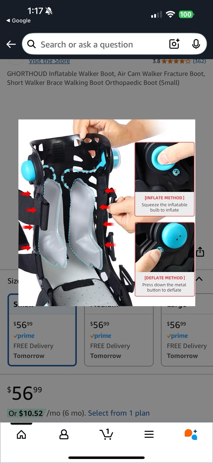 GHORTHOUD Inflatable Walker Boot Air Cam Fracture Boot Short Walker Small