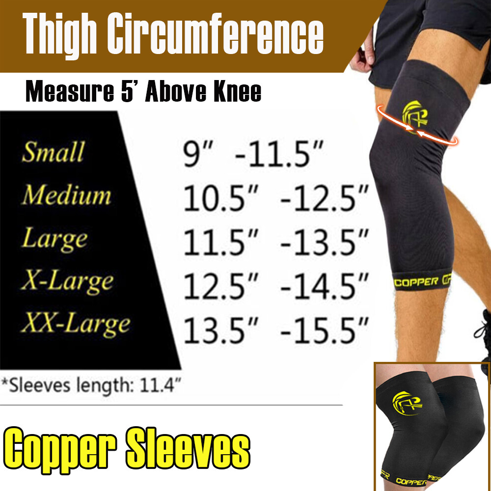 Copper Knee Support Compression Sleeve Brace Sport Joint Pain Relief Arthritis