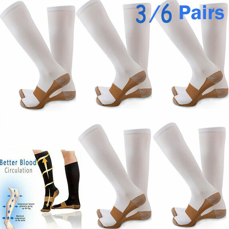 (6 Pairs ) Compression Socks Relief Stockings Graduated Support Men’s Women’s US