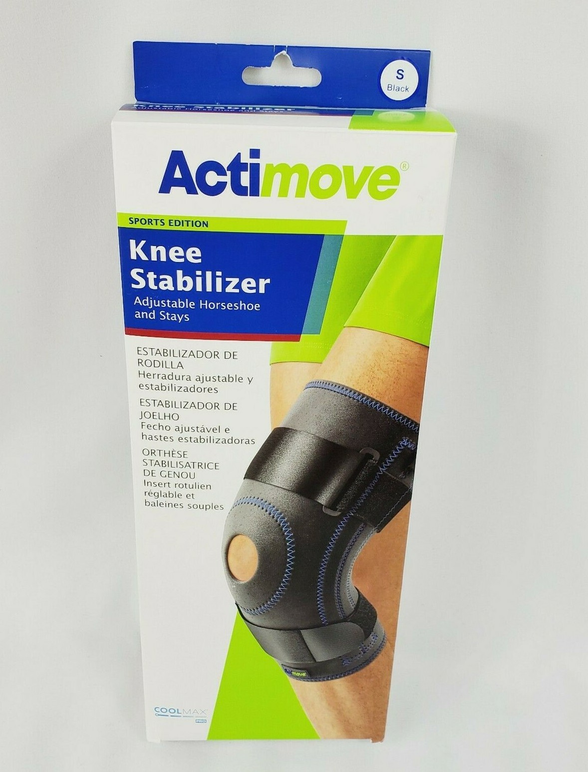 Actimove Knee Stabilizer Adjustable Horseshoe & Stays Size S Black With CoolMax