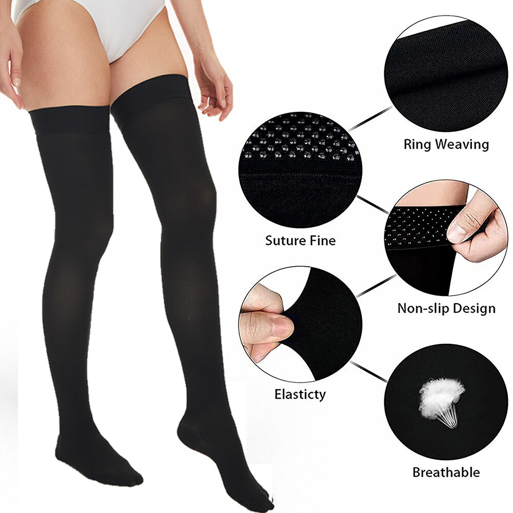 2 Pair Thigh High Compression Socks 20-30 mmHg Support Stockings Medical Grade-Ⅱ