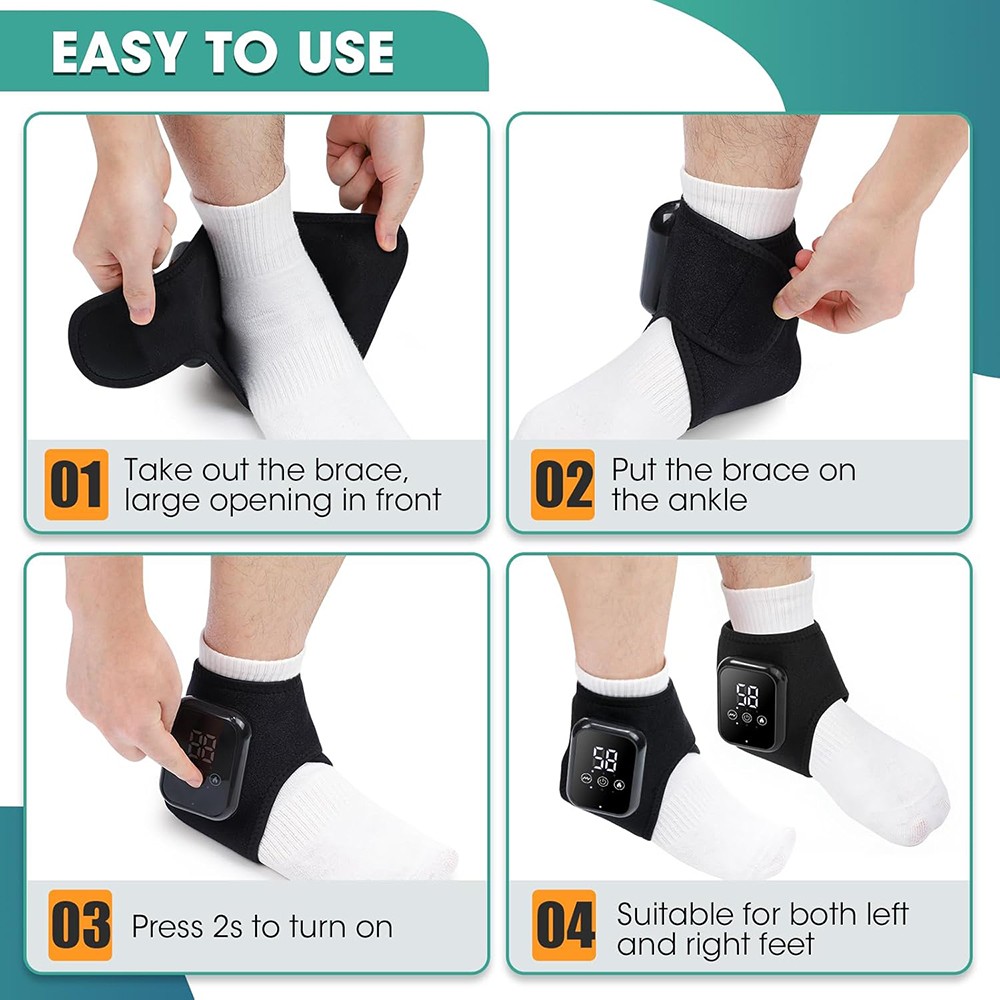 Pair Cordless Foot Ankle Massager Pain Relief with 3 Heat & 3 Vibration Modes