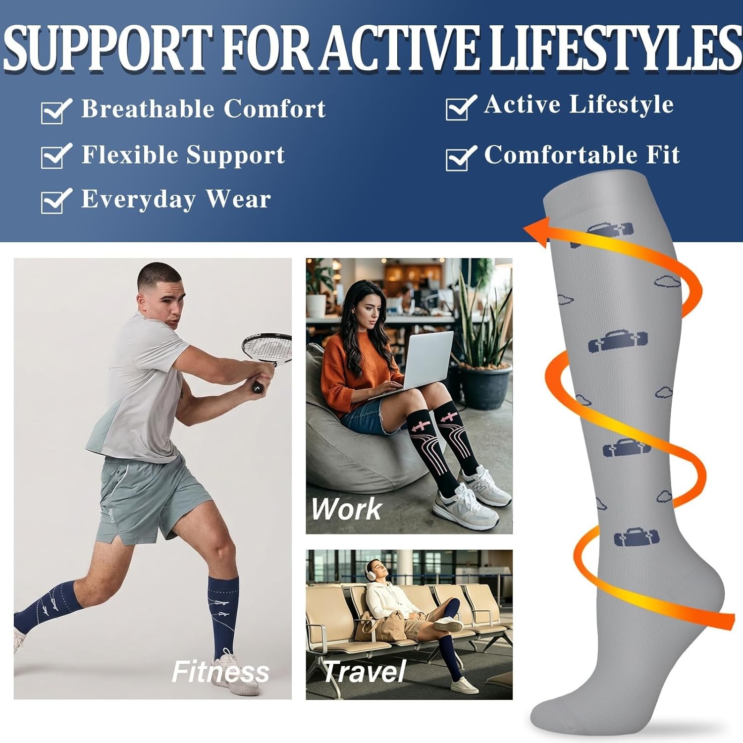 Knee-High Compression Socks for Men and Women – Ultimate Circulation Support