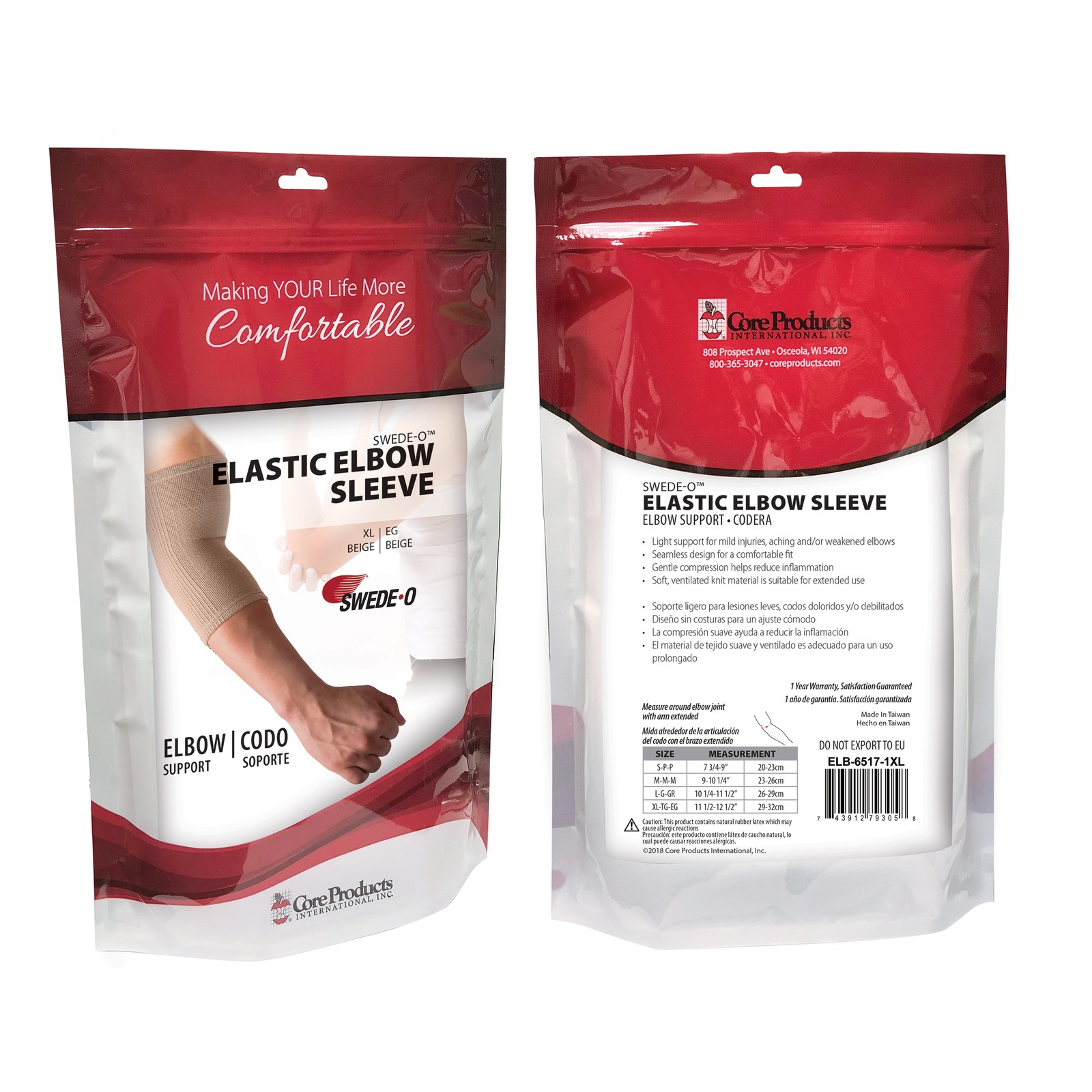 Swede-O Elastic Elbow Sleeve Light Compression Support Helps Reduce Inflammation