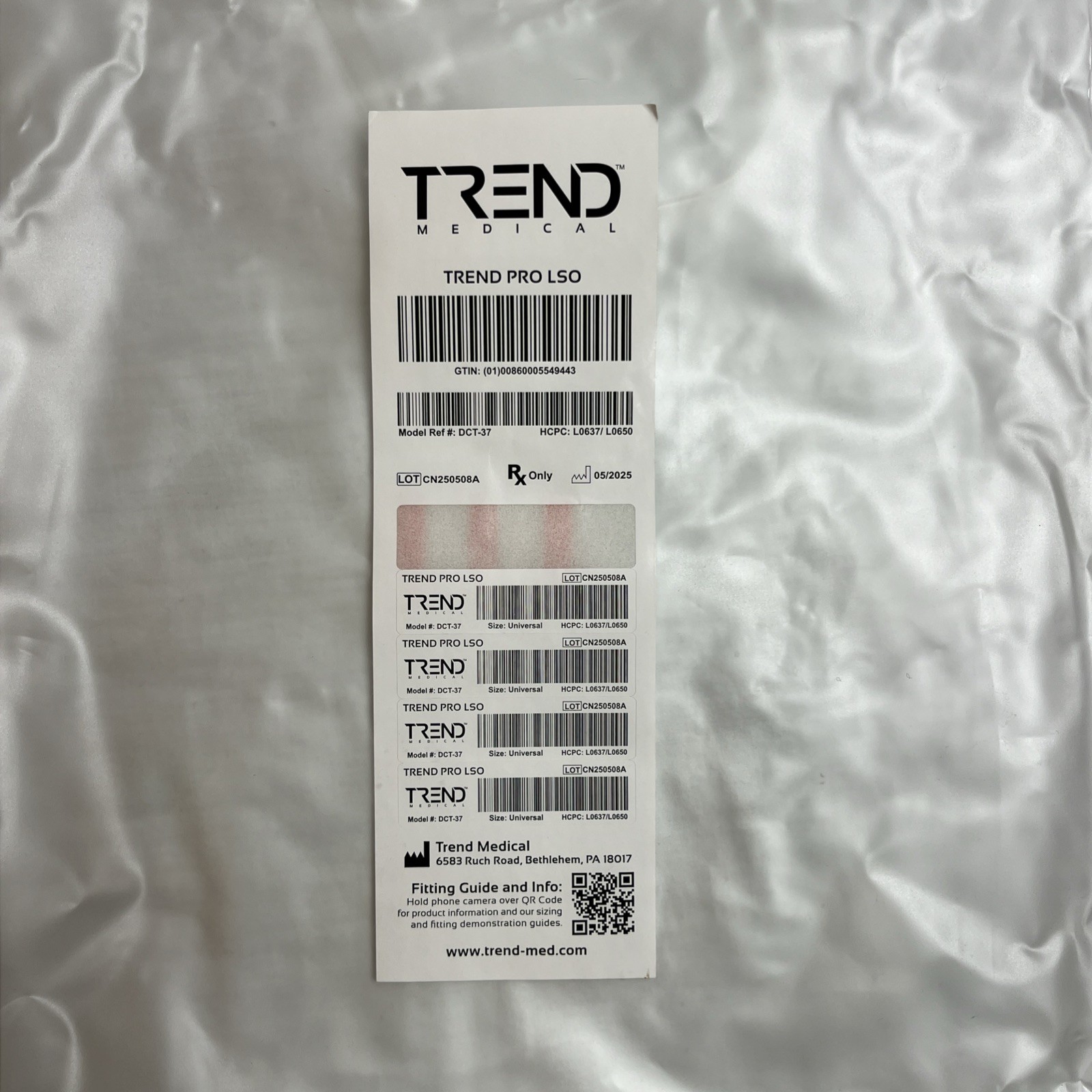 Trend Medical Cinch-Fit PRO LSO DCT-CF37 Spinal Back Brace Universal Fit SM-3XL
