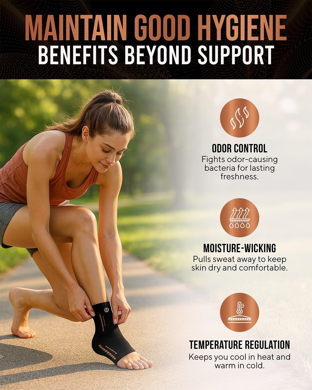 TheraCopper Copper Ankle Brace (2 Pack) Compression Sleeve for Men & Women