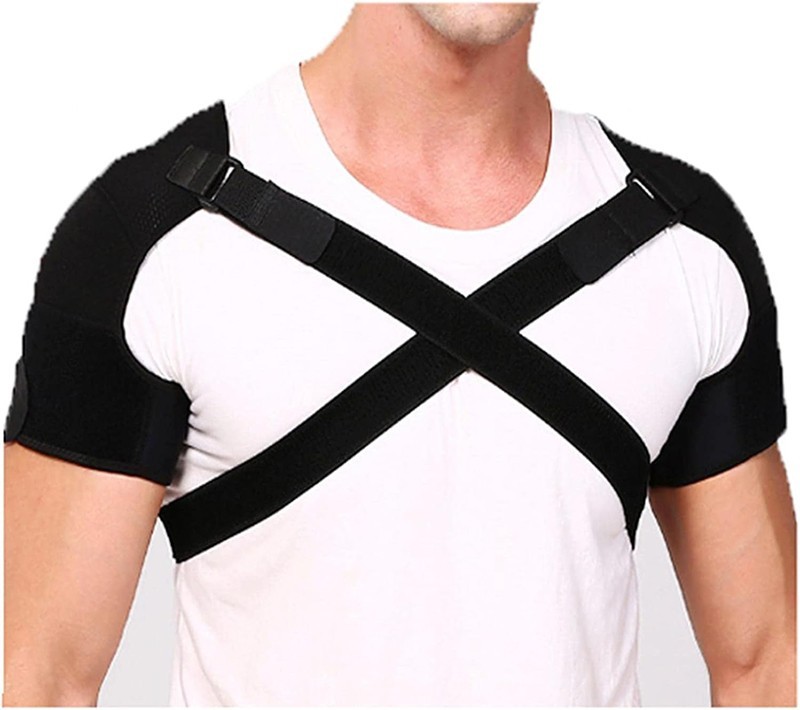 Double Shoulder Brace Adjustable Support Compression Strap Sports Posture Belt