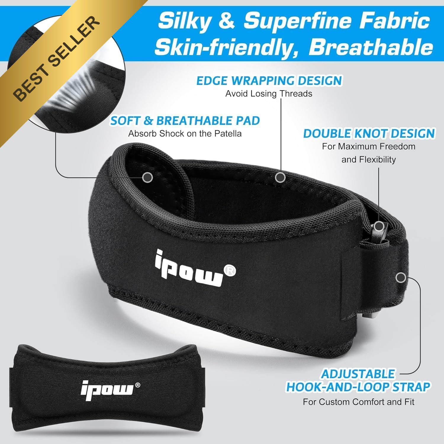 IPOW 2 Pack Patella Tendon Knee Strap Support Pain Relief for Running Workouts