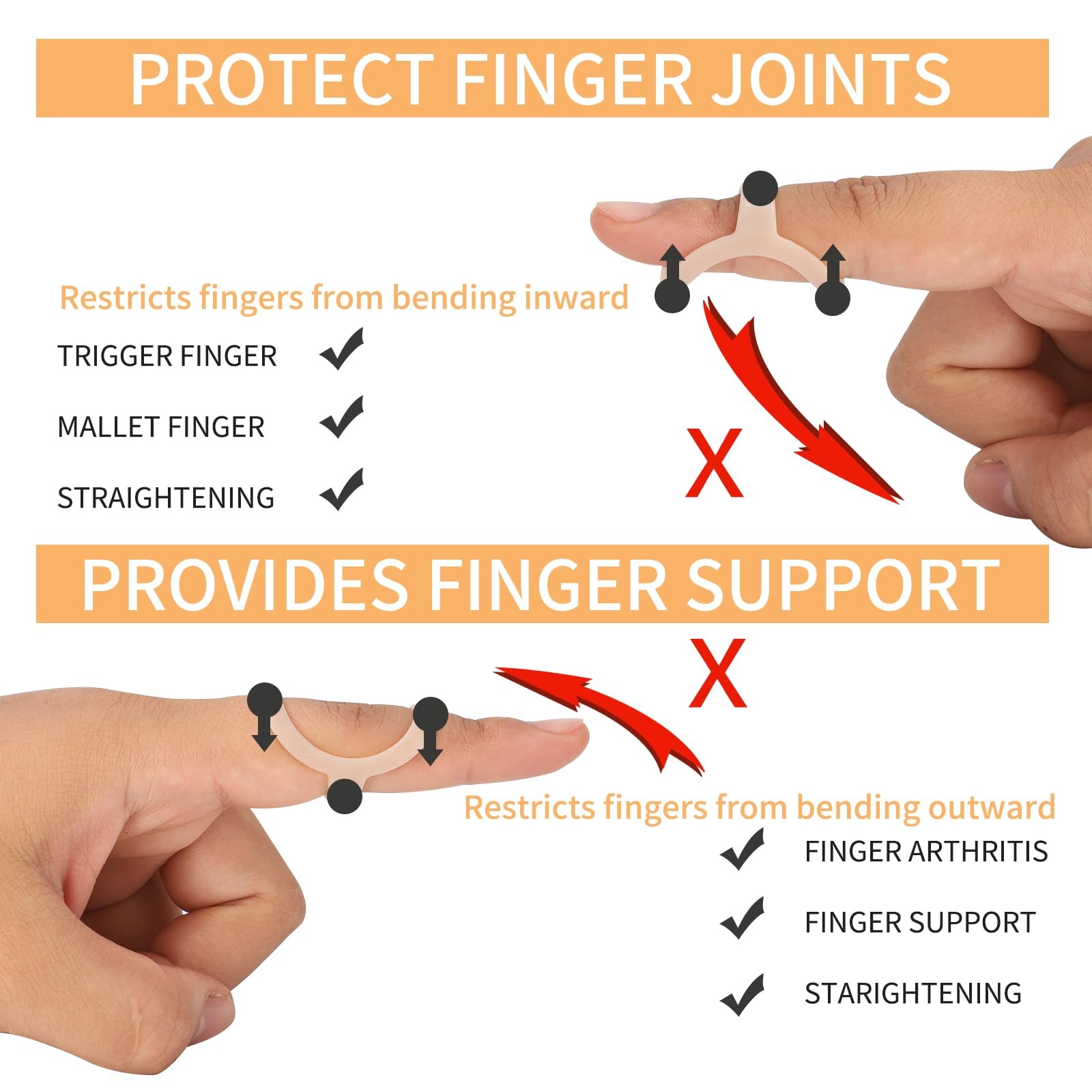 Oval Finger Splints, 5PCS Trigger Splint for Size 6,7,8,9,10