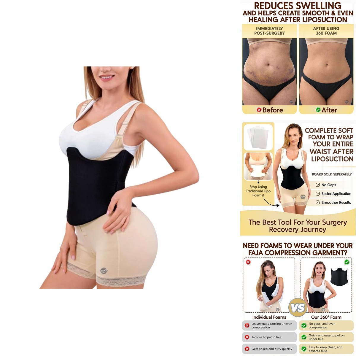 Talk the Toks S2300 360 Lipo Foam Wrap Around Tummy Tuck Binder – Large