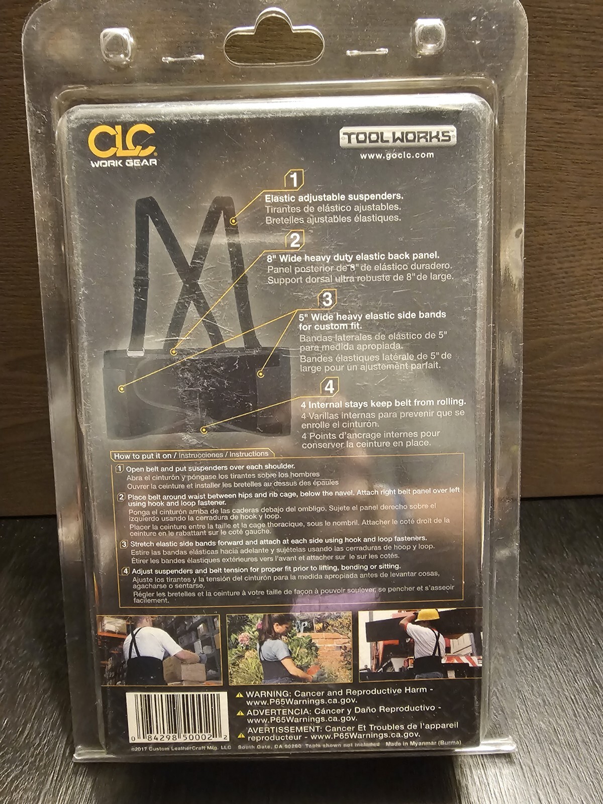 CLC Elastic Back Support Belt Size Medium 32″ to 38” Suspenders Black Safety