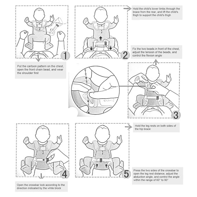 Pavlik Harness Wearable Beading Rope Soft Shoulder Straps Hip Abduction 4 babies