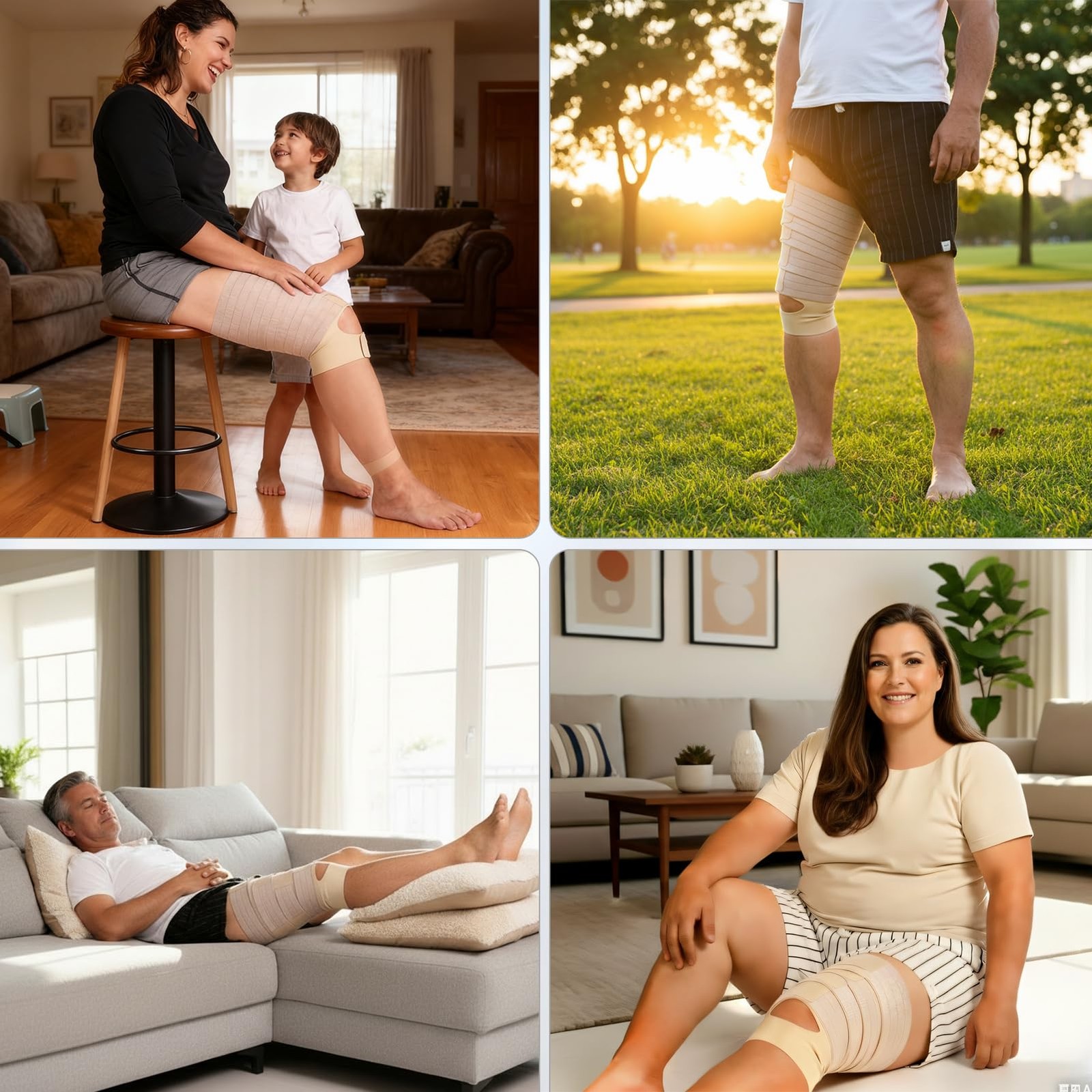 Femovaz® 1PC Thigh Compression Wrap + Knee Kit | Large, Skin