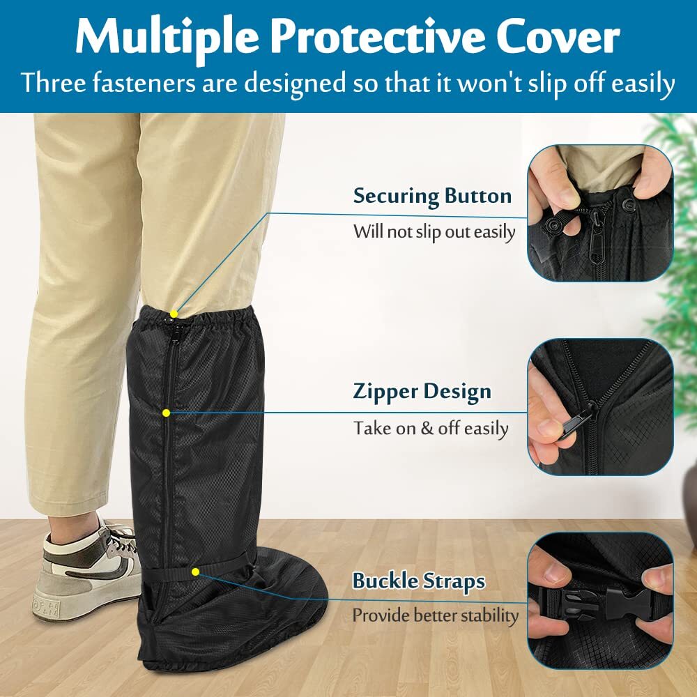 Black Waterproof Orthopedic Walking Boot Cover Zipper Design Universal Size