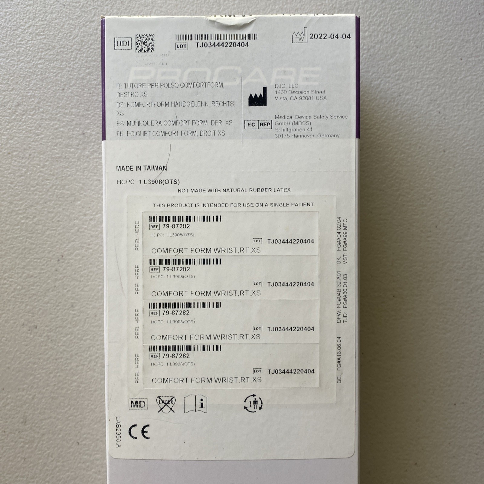 ProCare Comfort Form Wrist/Thumb RT, Size XSmall