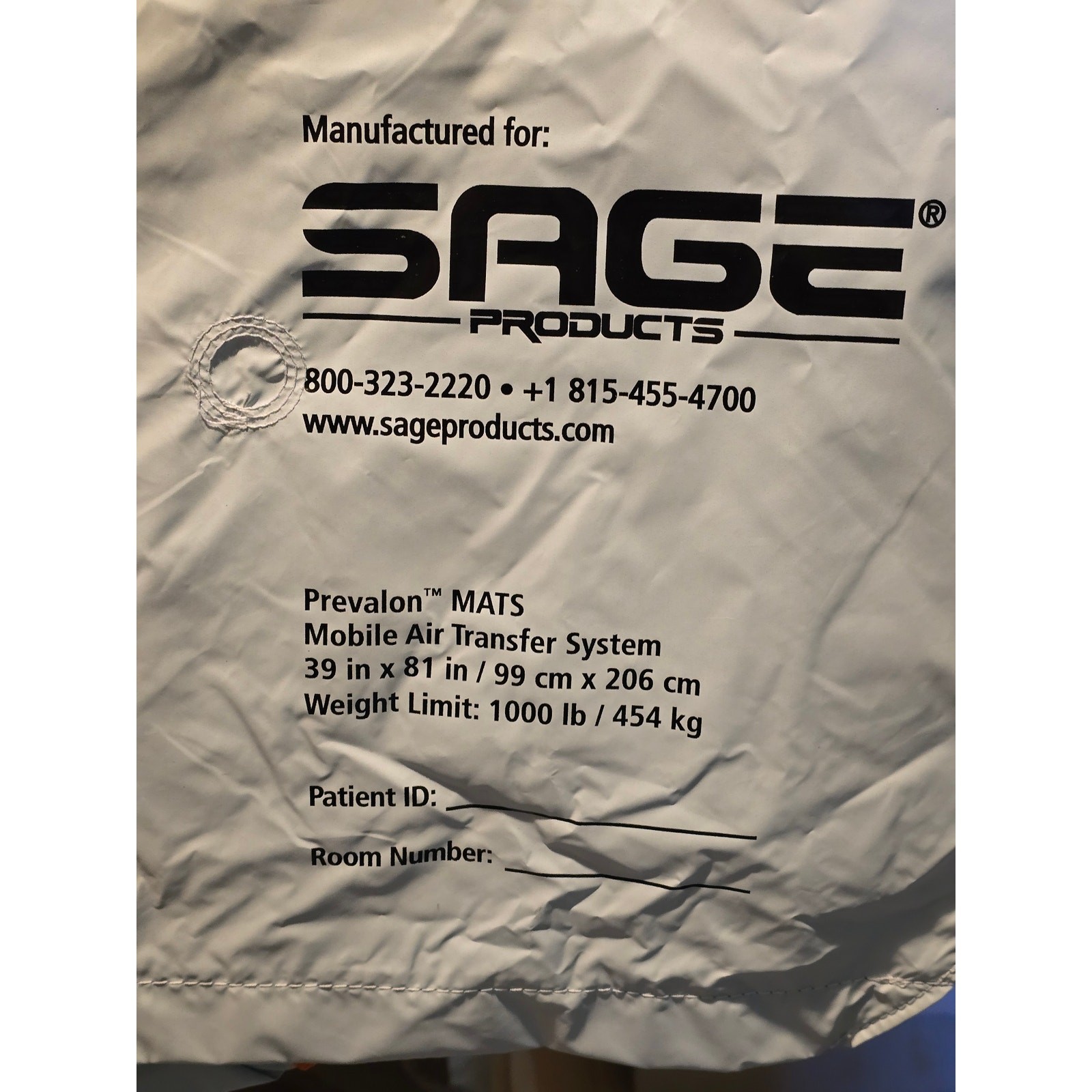 Sage Prevalon Inflatable Mat Mobile Air Transfer System 39″ X 81″ 1000 lb NWOB