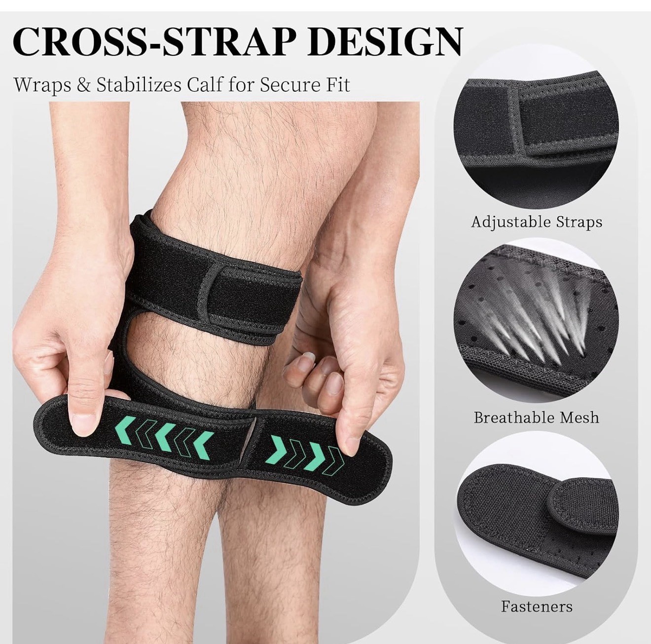 Adjustable Sciatica Calf Compression Brace Silicone Pads Black One Size Unisex