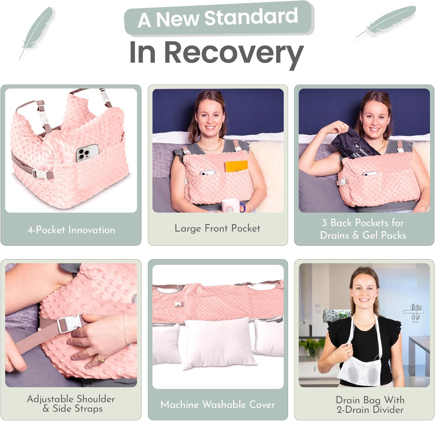 Post Mastectomy Pillow – Hands-Free Protection with Secure Strap & Easy-Clean Wa