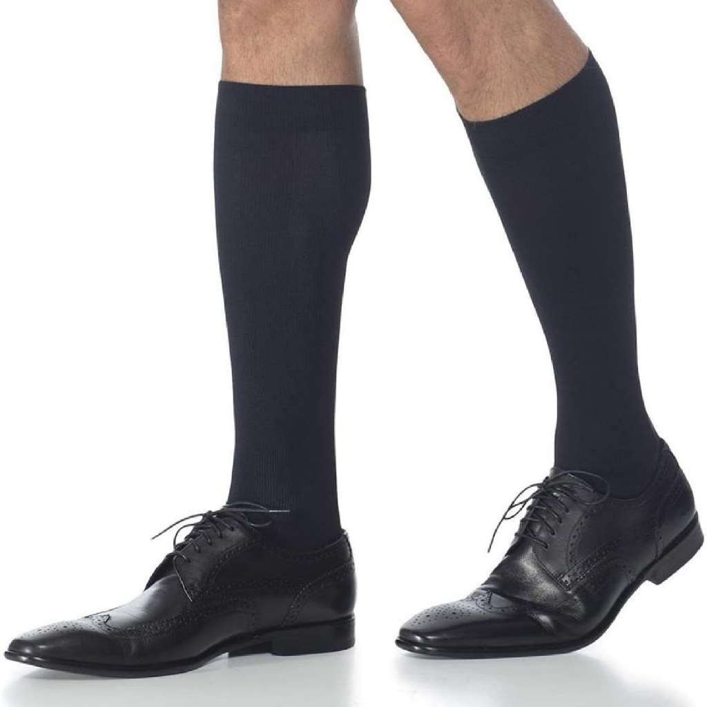 Sigvaris Men’s Midtown Microfiber Long Knee-High Socks Grip Top 20-30 Black X-La