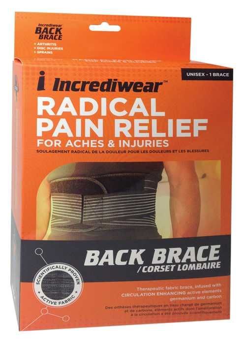 Incrediwear Back Brace Support ( Med, Large, XL, XXL, XXXL, XXXXL) Black NEW