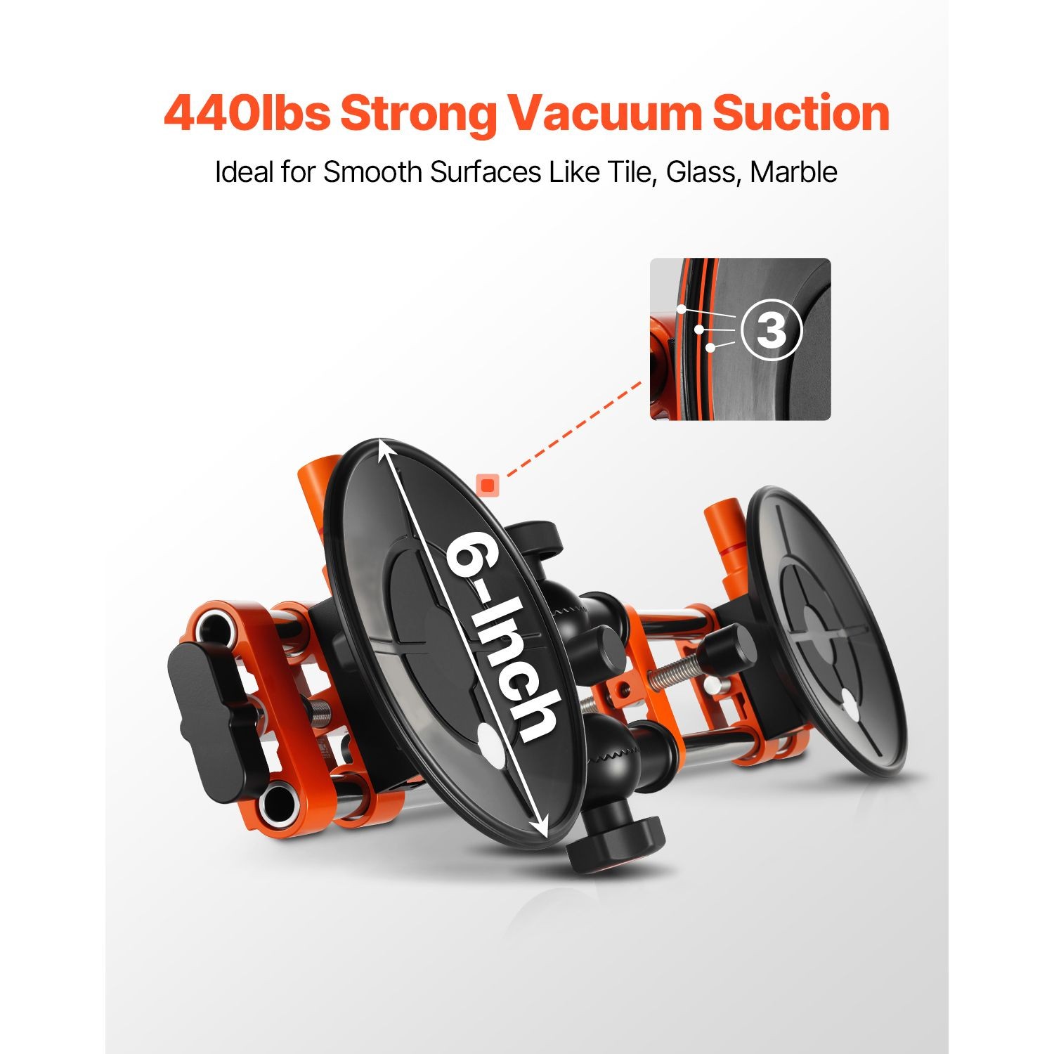 Seamless Seam Setter, 2 Packs Granite Seam Setter with 6 in Vacuum Suction Cups