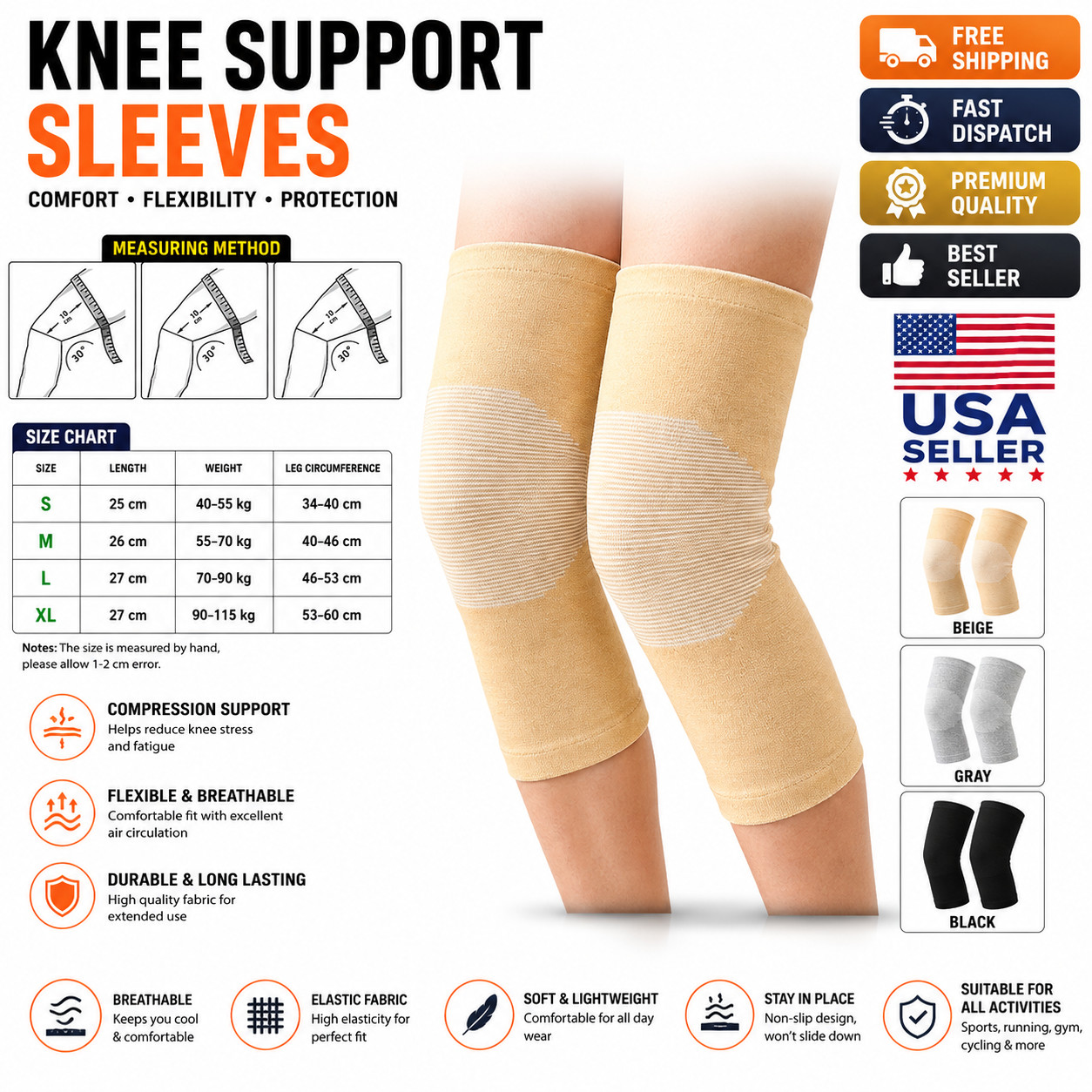 One Compress Bamboo Knee Sleeves, Bamboo Knee Sleeve, Bamboo Knee Brace