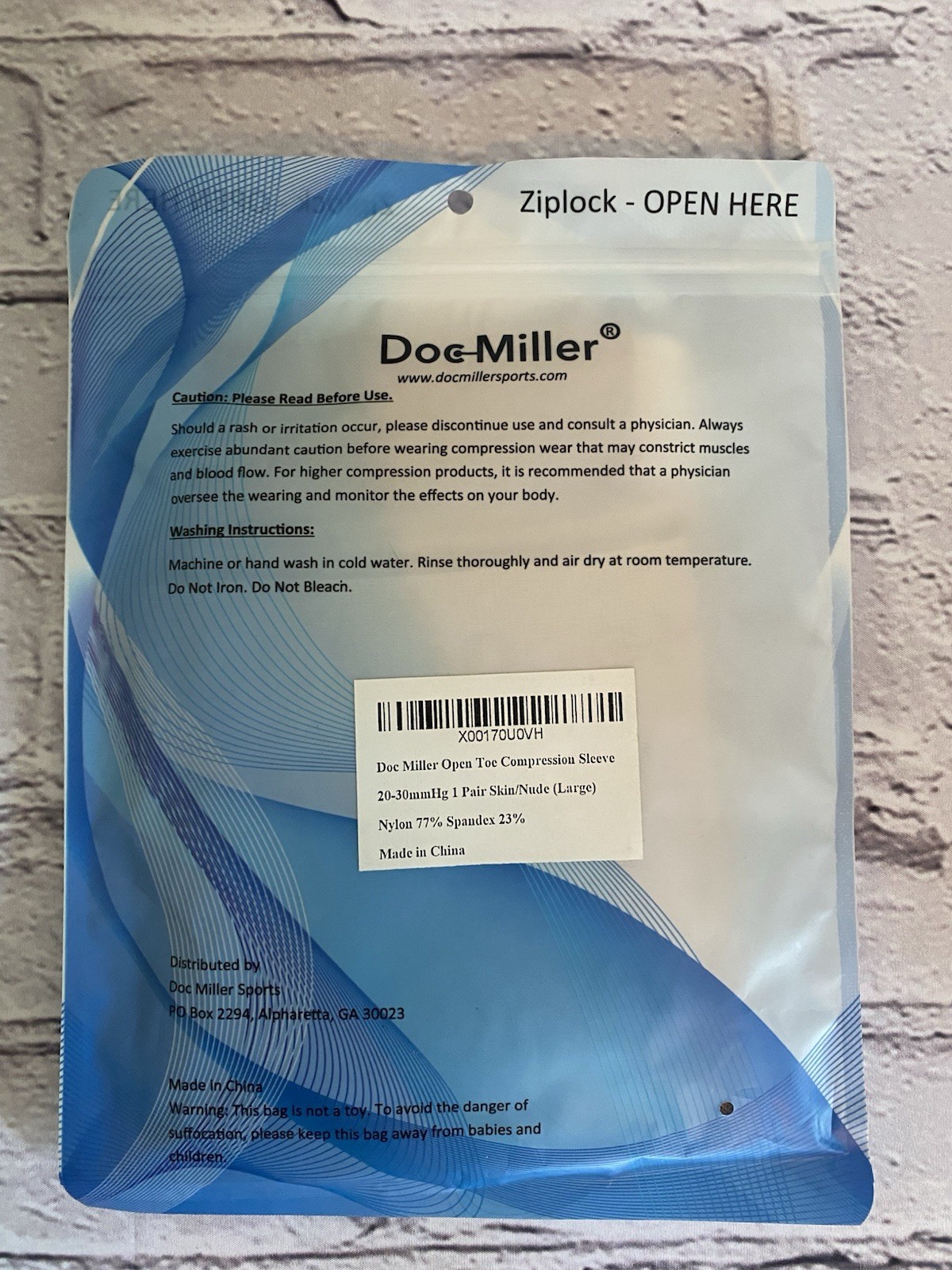 Doc Miller Compression Sleeve Open Toe 20-30 mmHg Skin/Nude Size Large NEW