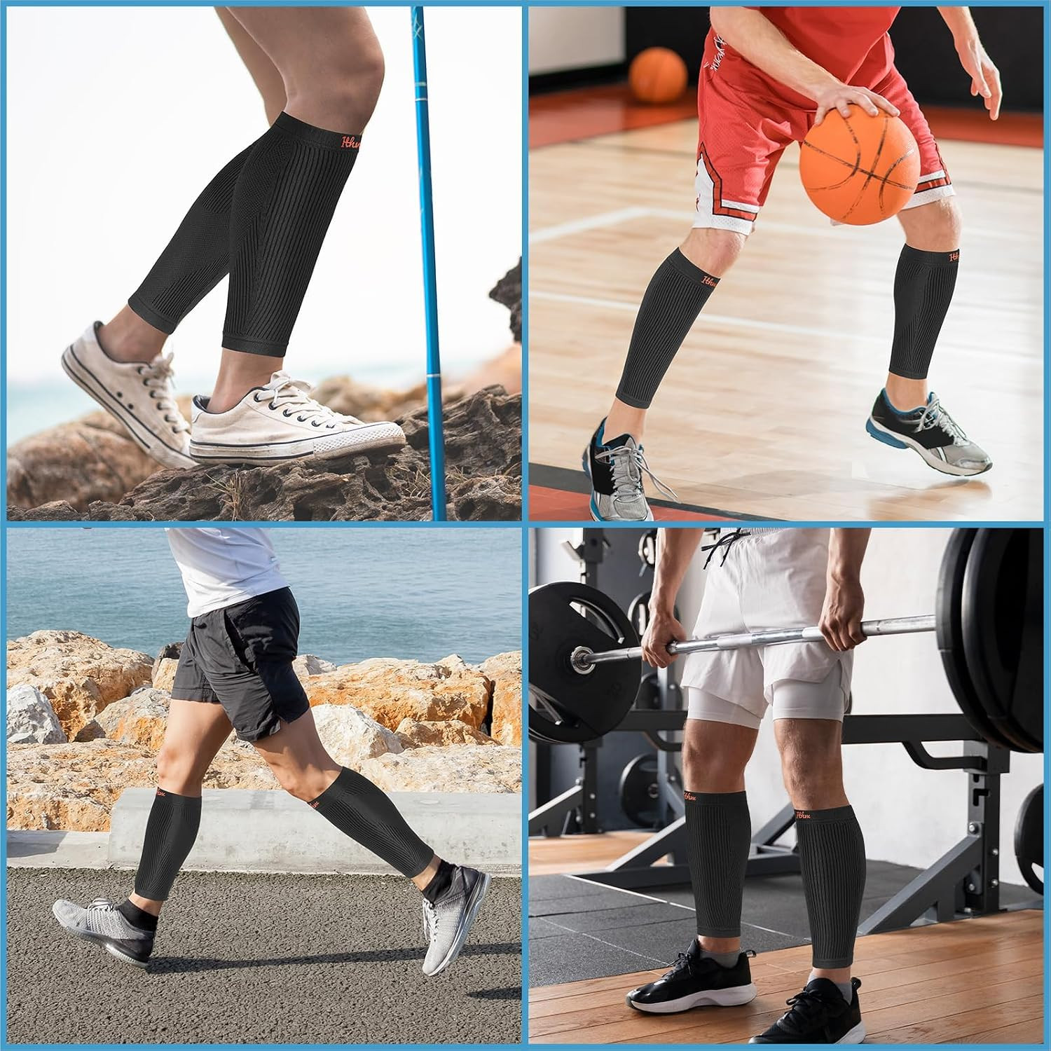 Flat Knit Calf Compression Sleeves for Men & Women, Shin Splint Relief | Premium
