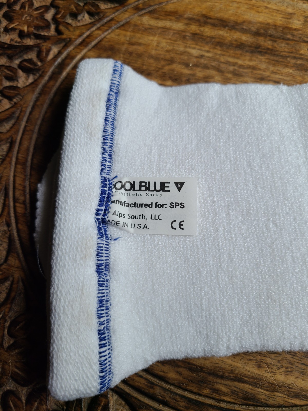 Cool Blue 5 Ply Prosthetic Sock Distal Hole Size 1-2 16-20″ USA Made New