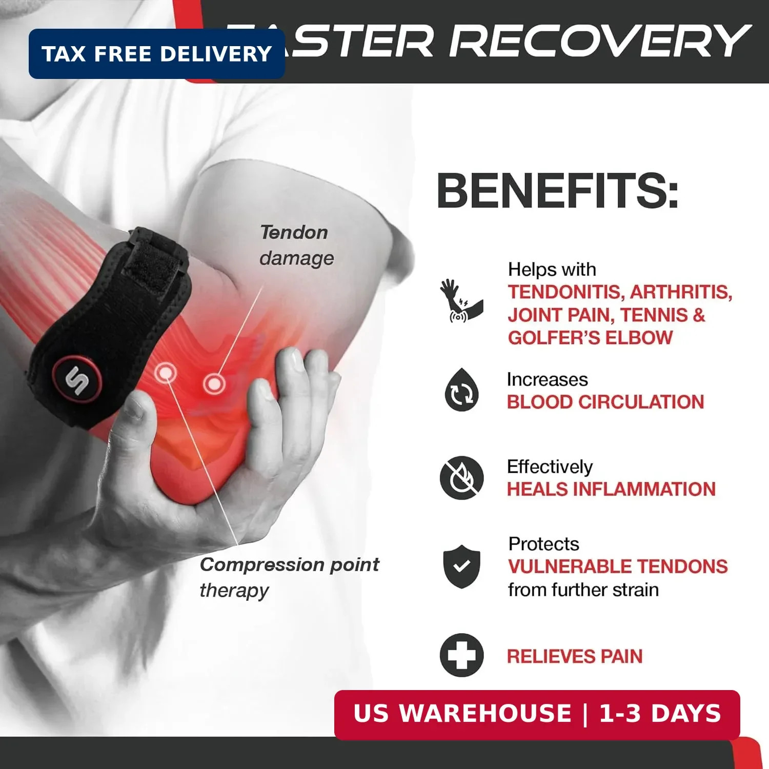 Sleeve Stars Tennis Elbow Brace for Men & Women, Elbow Brace for Tendonitis.