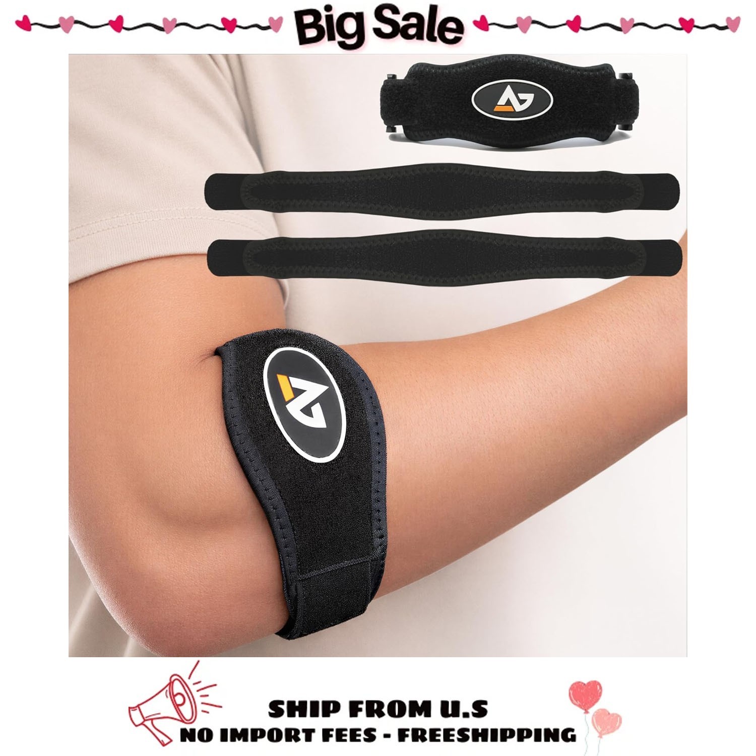 Tennis Elbow Brace with Bonus Replacement Strap, Forearm Brace Support Band