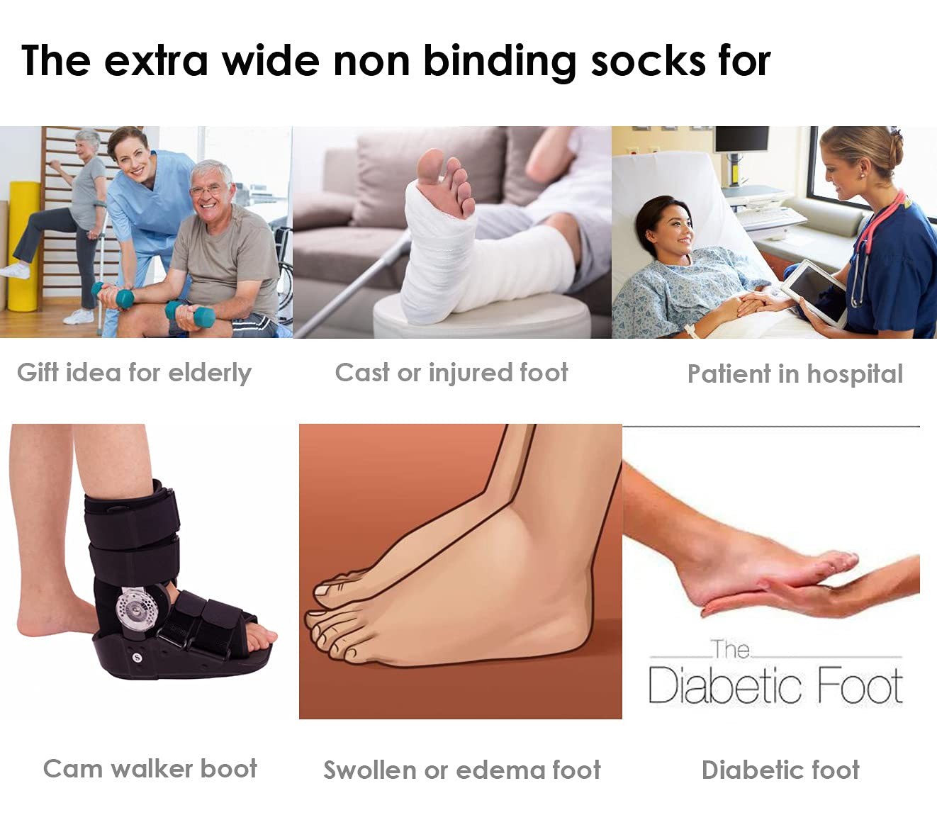 Replacement Socks for Air Cast Walking Boot – 2 Pairs Orthopedic Liners
