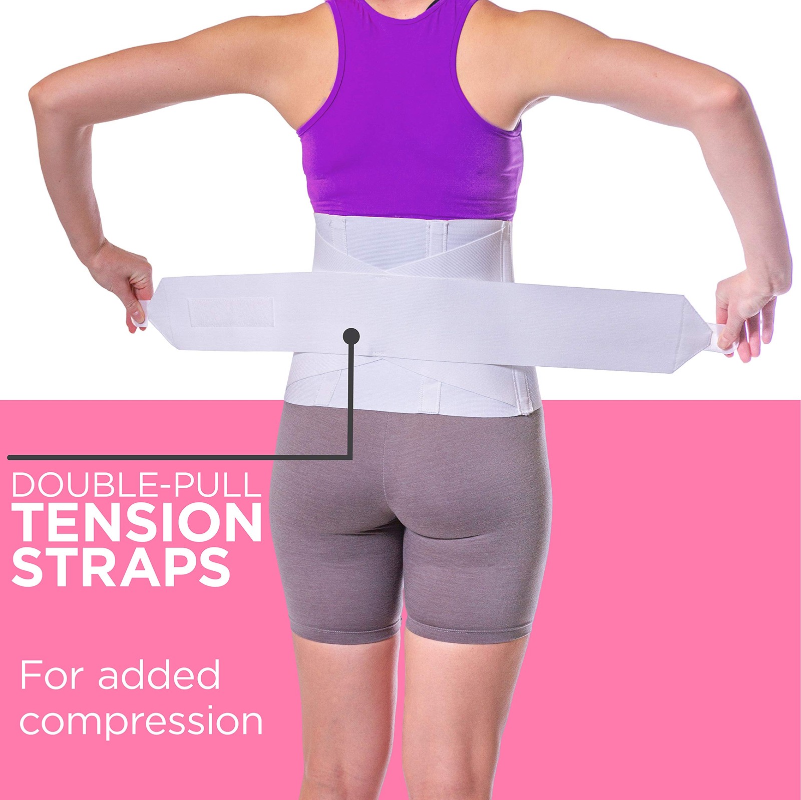 Womens Back Brace Lower Pain White Elastic Lumbar Compression Support Belt L